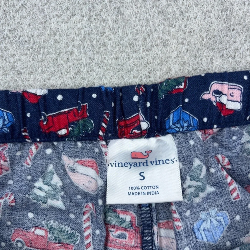 Vineyard Vines Christmas Pajamas Men Small Navy Blue Santa Whales Adult